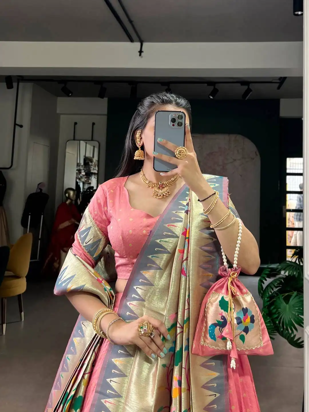 WMN 2031 Silk Paithani Lehenga Choli with Zari Weaving And Lace Border Wholesale Surat