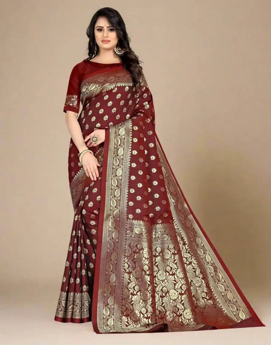 LFK 5282 Banarasi Jacquard Weaving Wedding Saree For Women