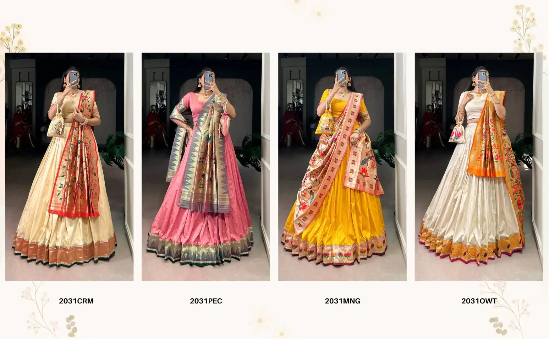 WMN 2031 Silk Paithani Lehenga Choli with Zari Weaving And Lace Border Wholesale Surat