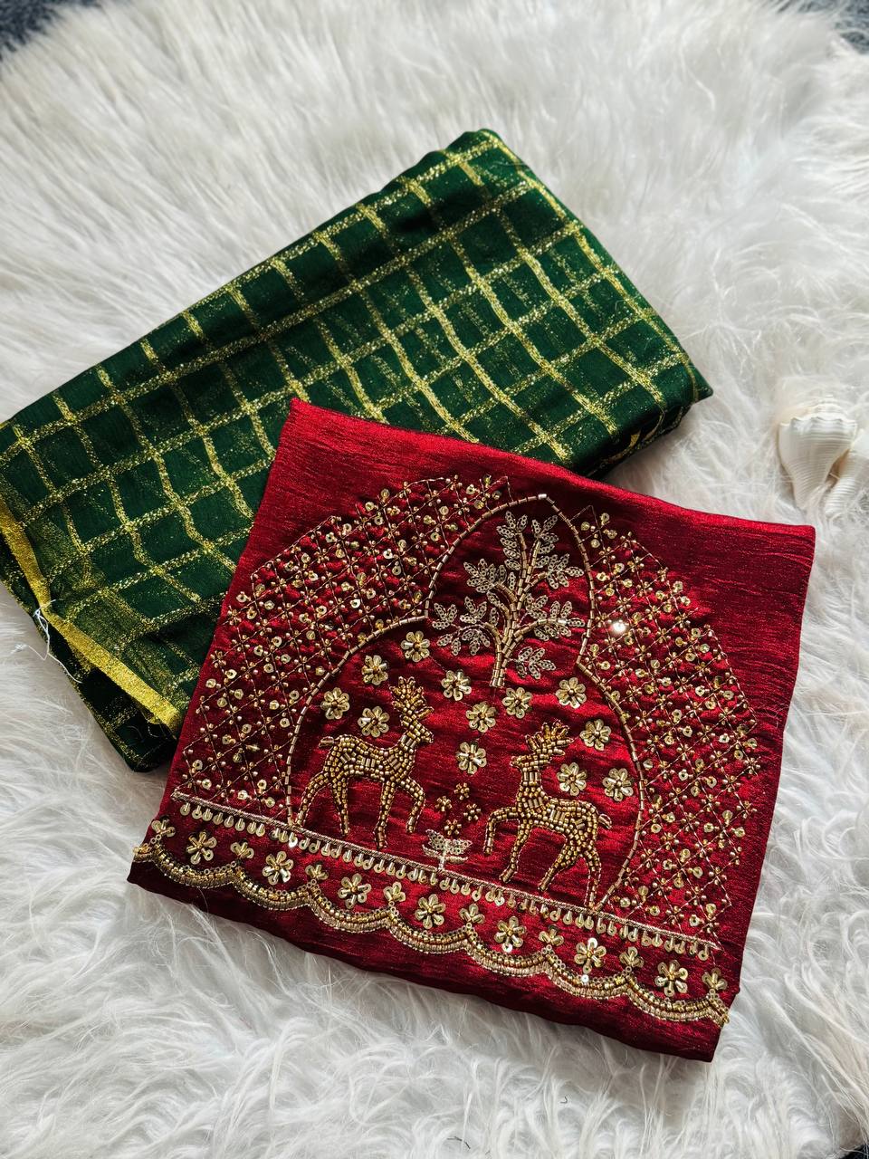 WMS Vol 153 Chex Weaving Saree with Designer Blouse