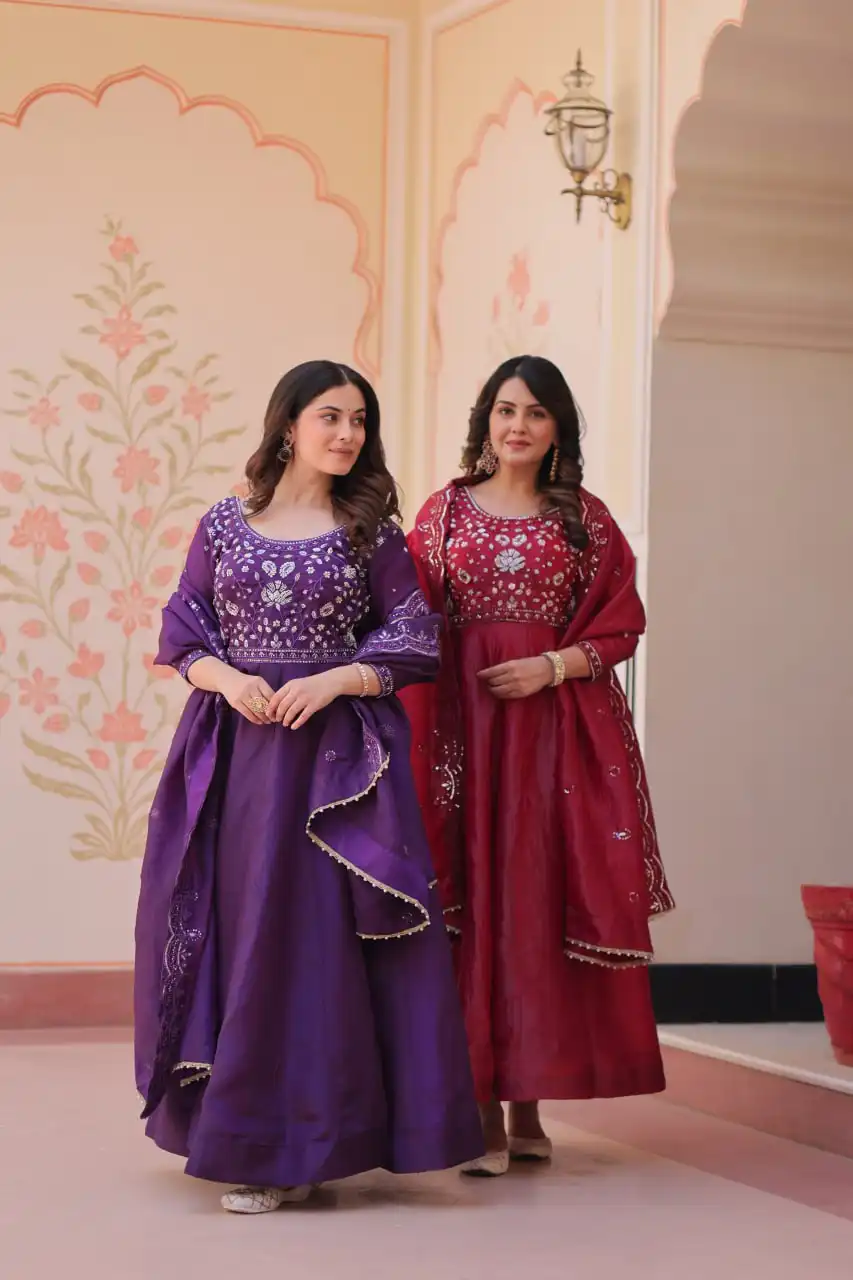 Moni 1230 Beads Embroidery Work Gown Dupatta For Women