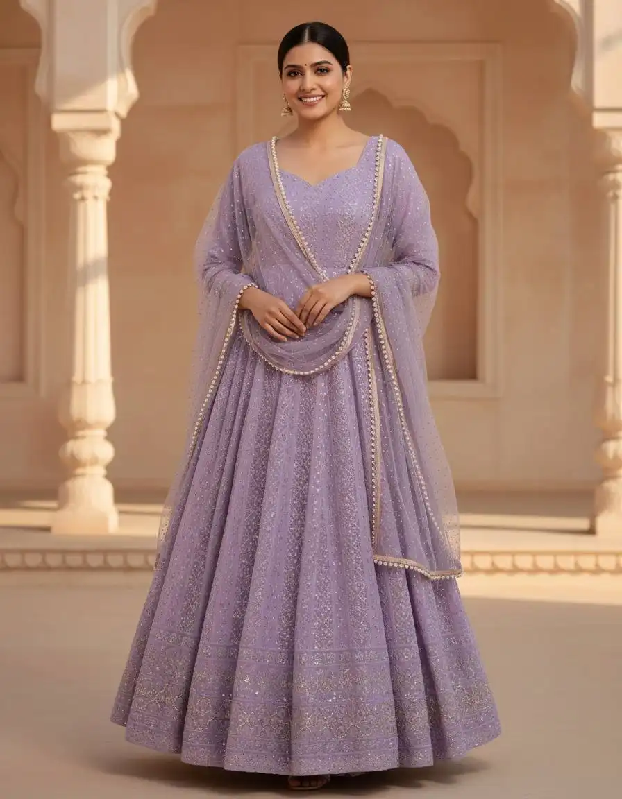 STD 6116 Sequins Embroidery Work Anarkali Suit For Women