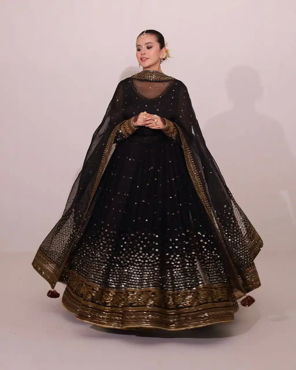 Deepika 5996 Black Designer Anarkali Long Kurti Pant With Dupatta