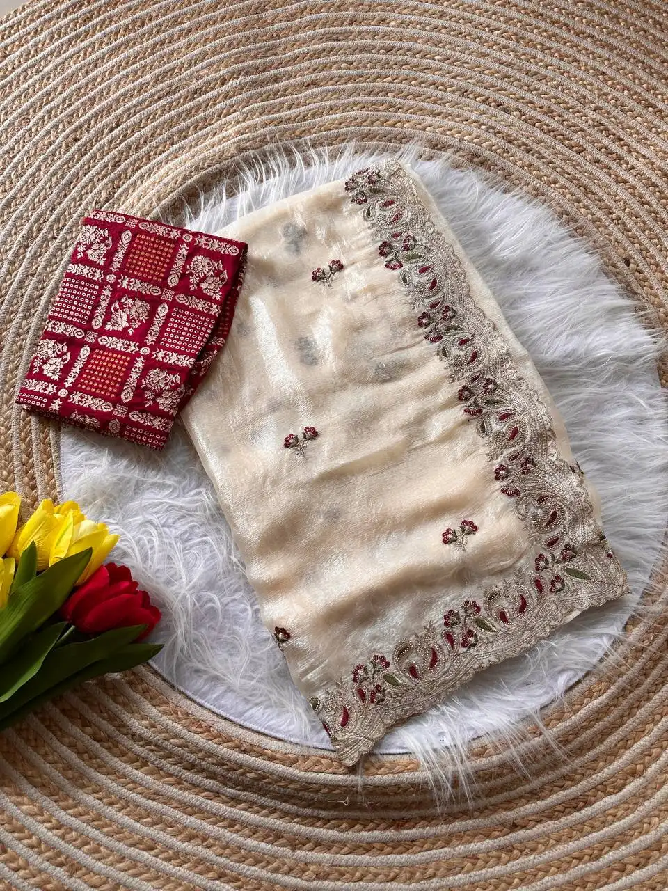 MHV Alisha Embroidery Work Party Wear Saree For Women