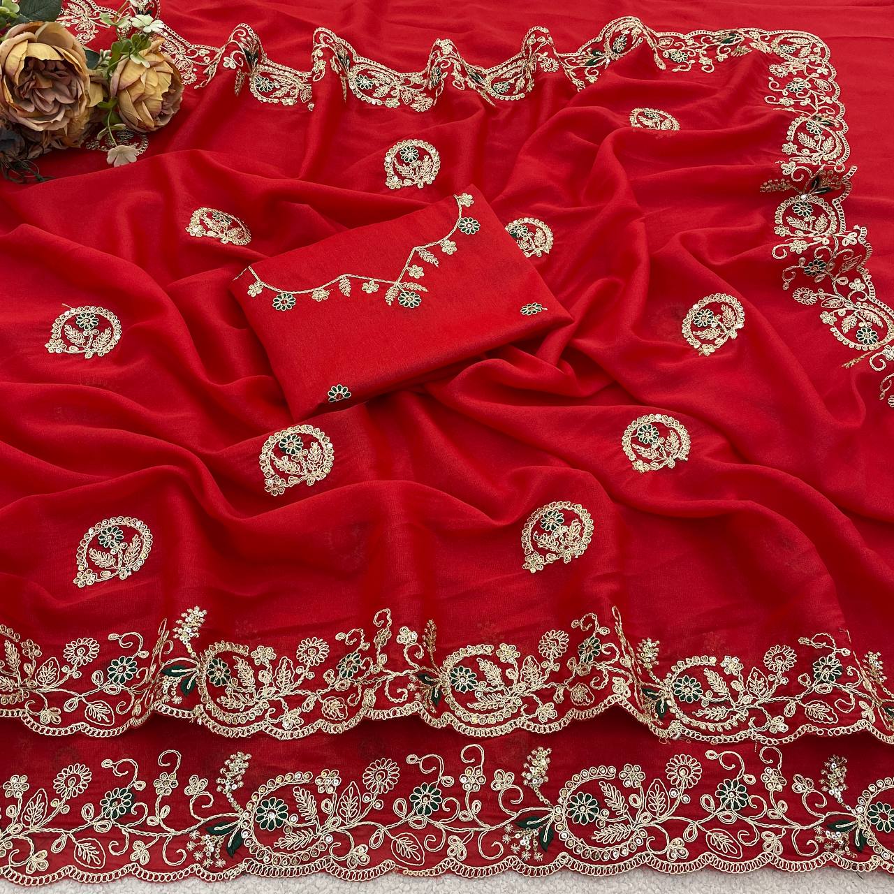Kusum 832 Sequnce Thread Work Saree Wholesale Market