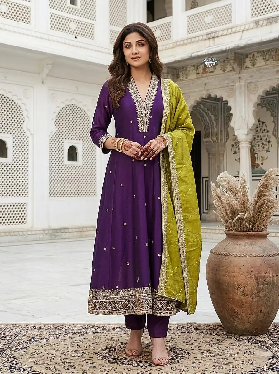 Laxmy Vol 73 Embroidery Work Anarkali Kurti Pant With Dupatta