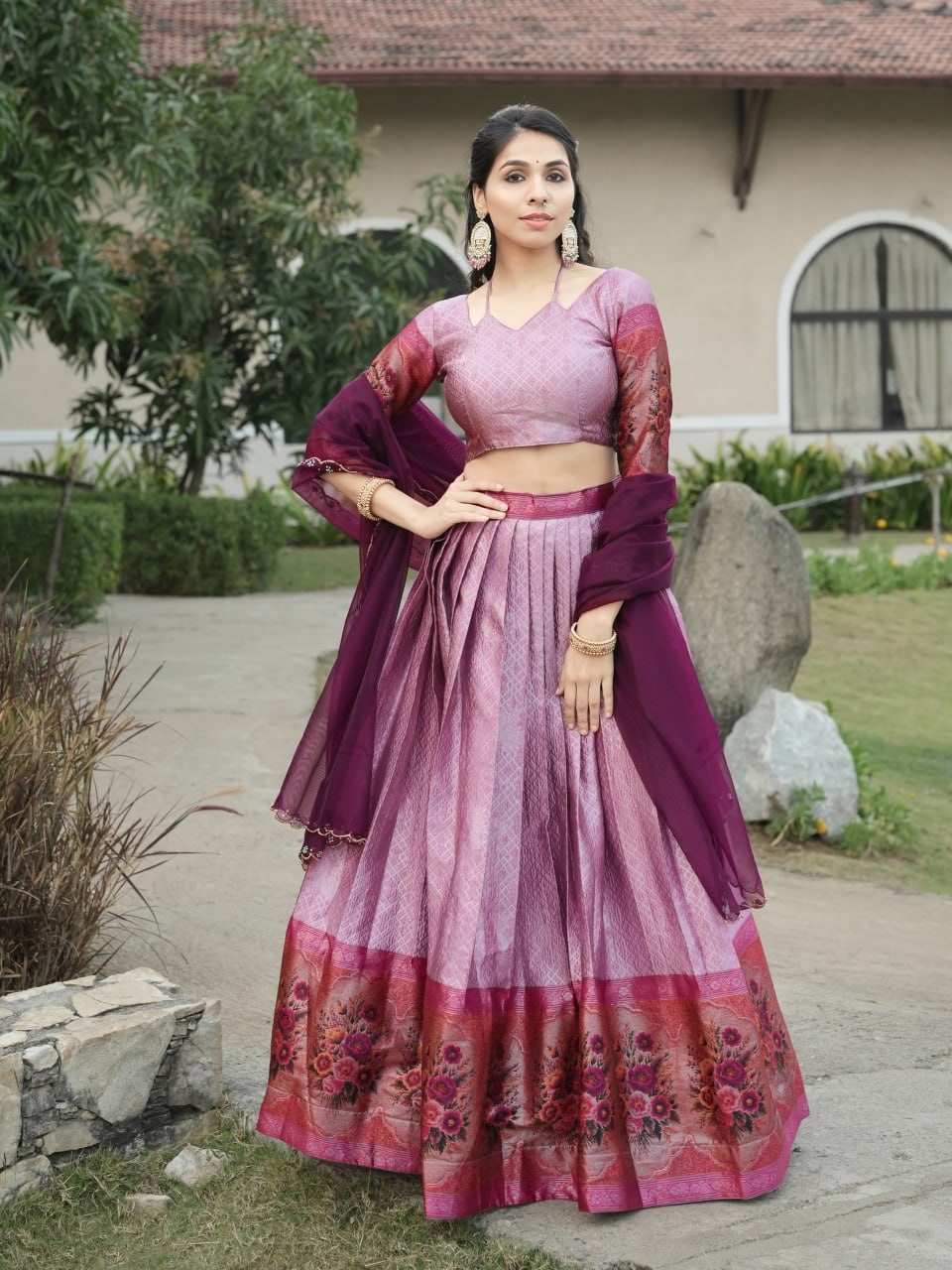 WMT 8131 Zari Weaving Kalamkari Printed Lehenga Choli Collection