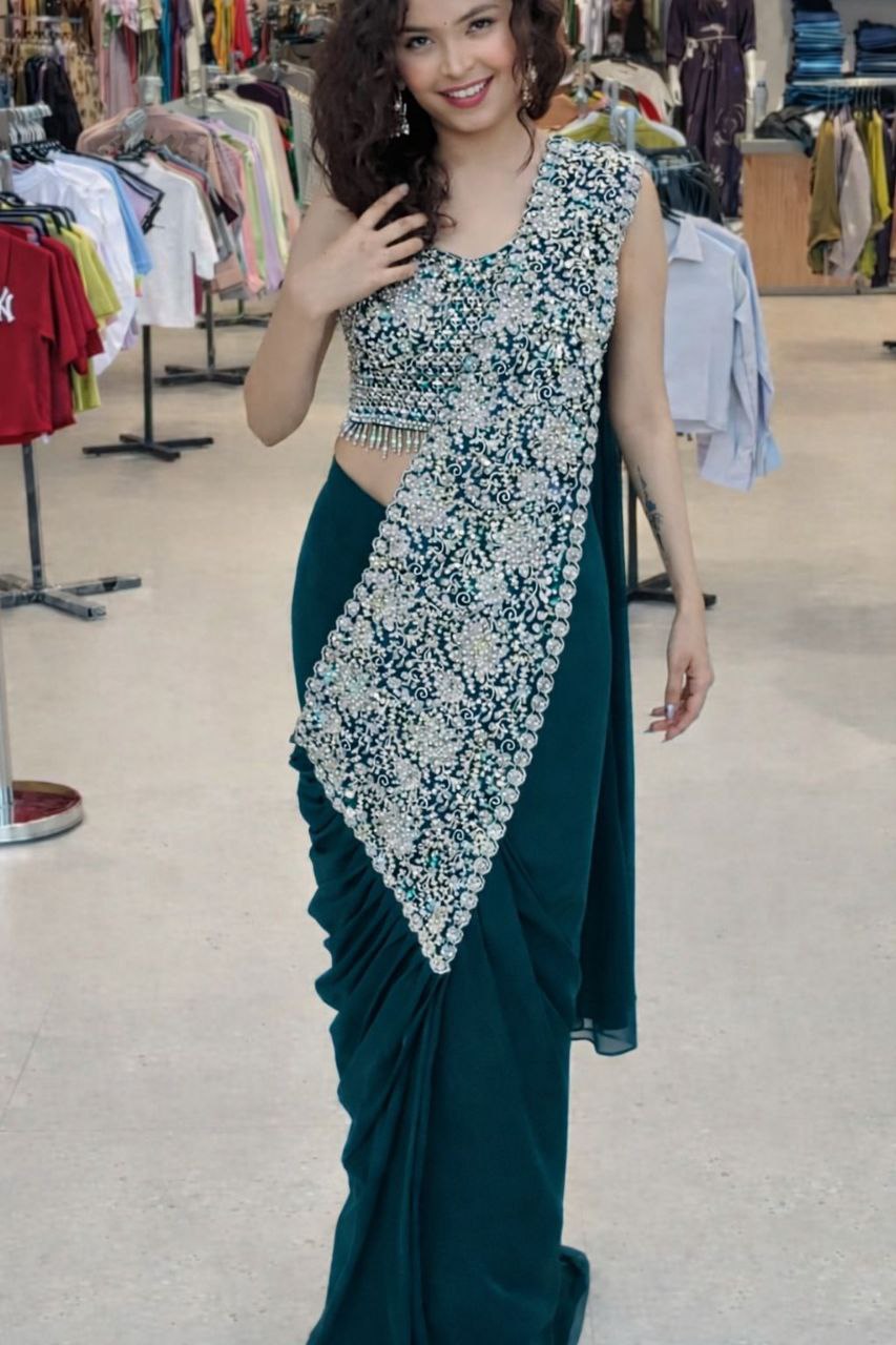 Madhuri 243 Designer Ready To Wear Saree With Readymade Blouse