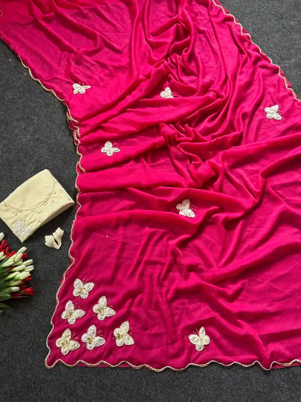 WMS Vol 158 Georgette Butterfly Saree Arco Handwork