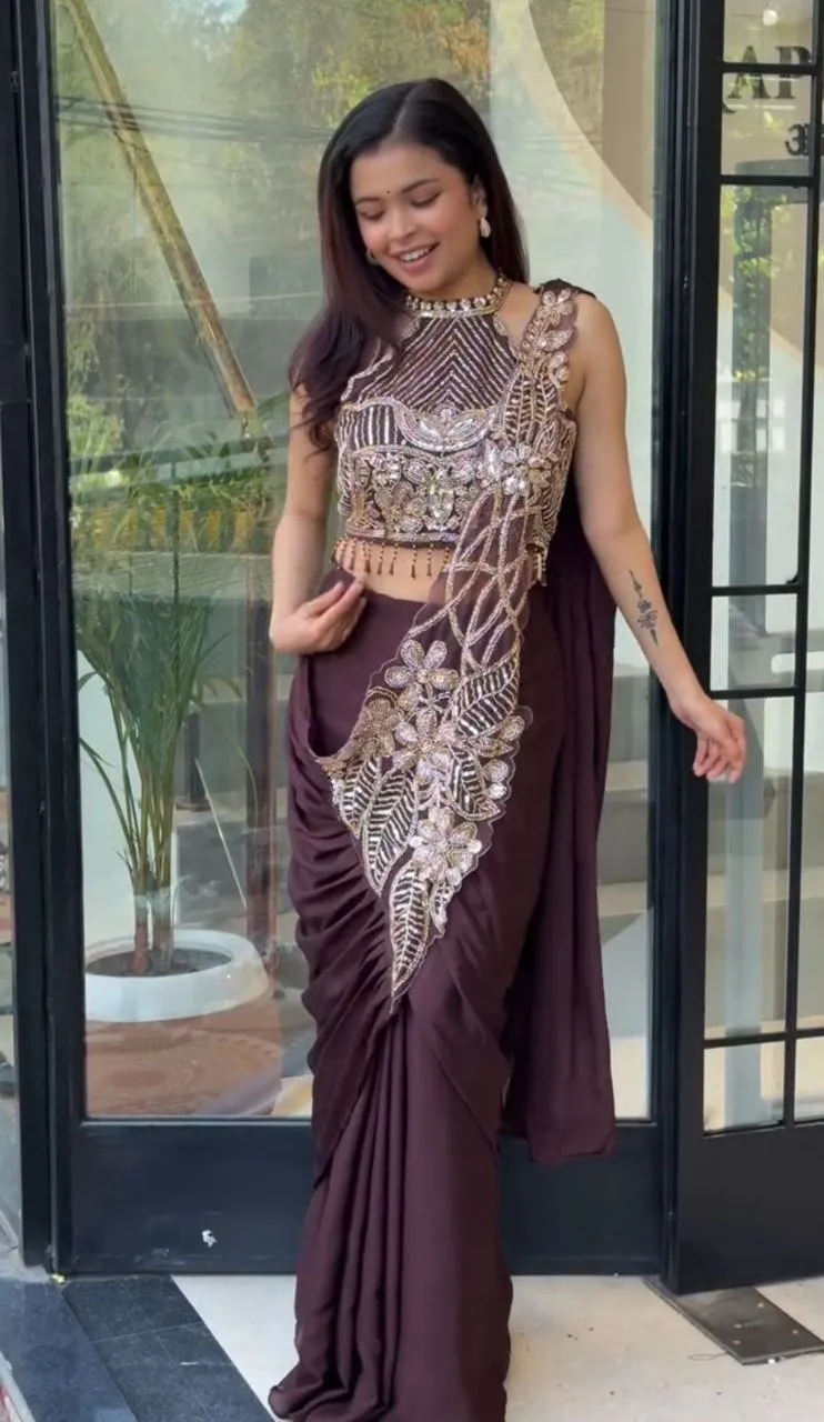 Madhuri 246 Star Georgette Sequence Party Ready To Wear Saree Wholesale Surat