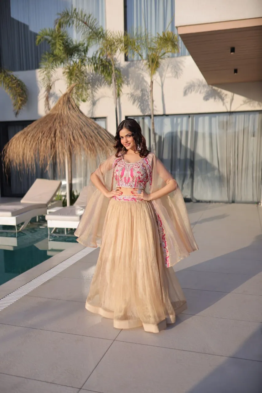 Moni 5068 Sindur Silk Embroidery Work Festival Crop Top Wholesale Surat