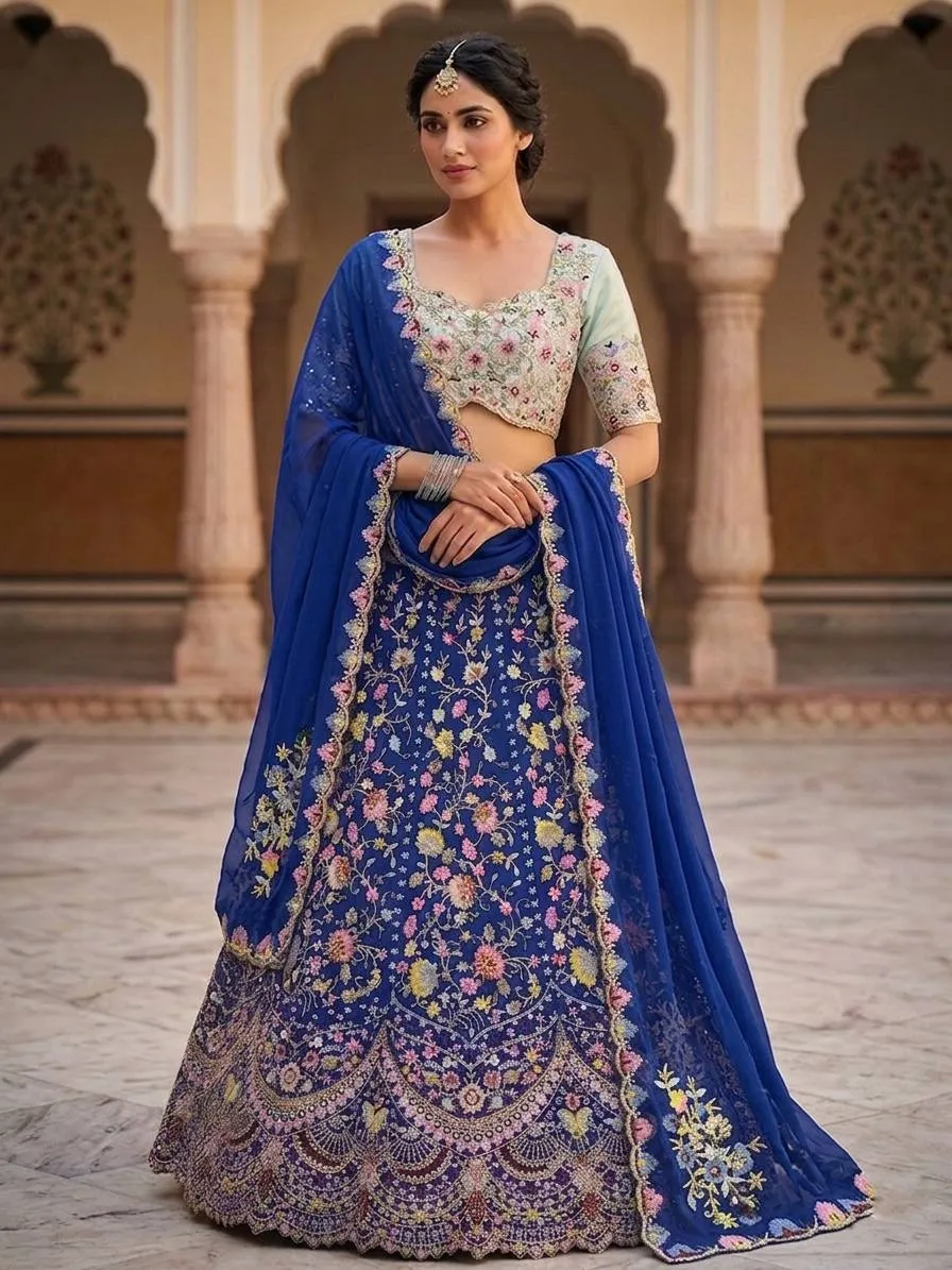 SBD 1607 Malai Silk Embroidery Wedding Lehenga Choli Wholesale Surat