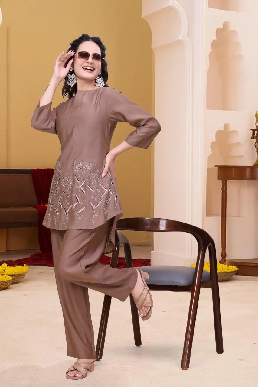 AEA Roman Silk Hand Work Co Ord Set Wholesale Surat