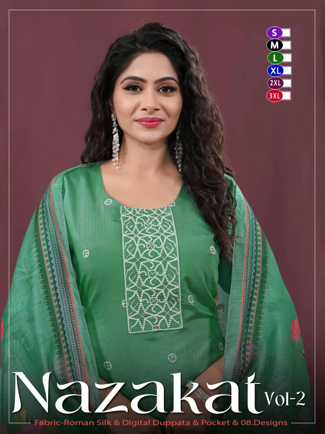 DLA NAZAKAT Roman Silk Readymade Dress Wholesale Surat