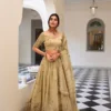 WMN 1435 Gold Crush Wedding Embroidery Lehenga Choli Wholesale
