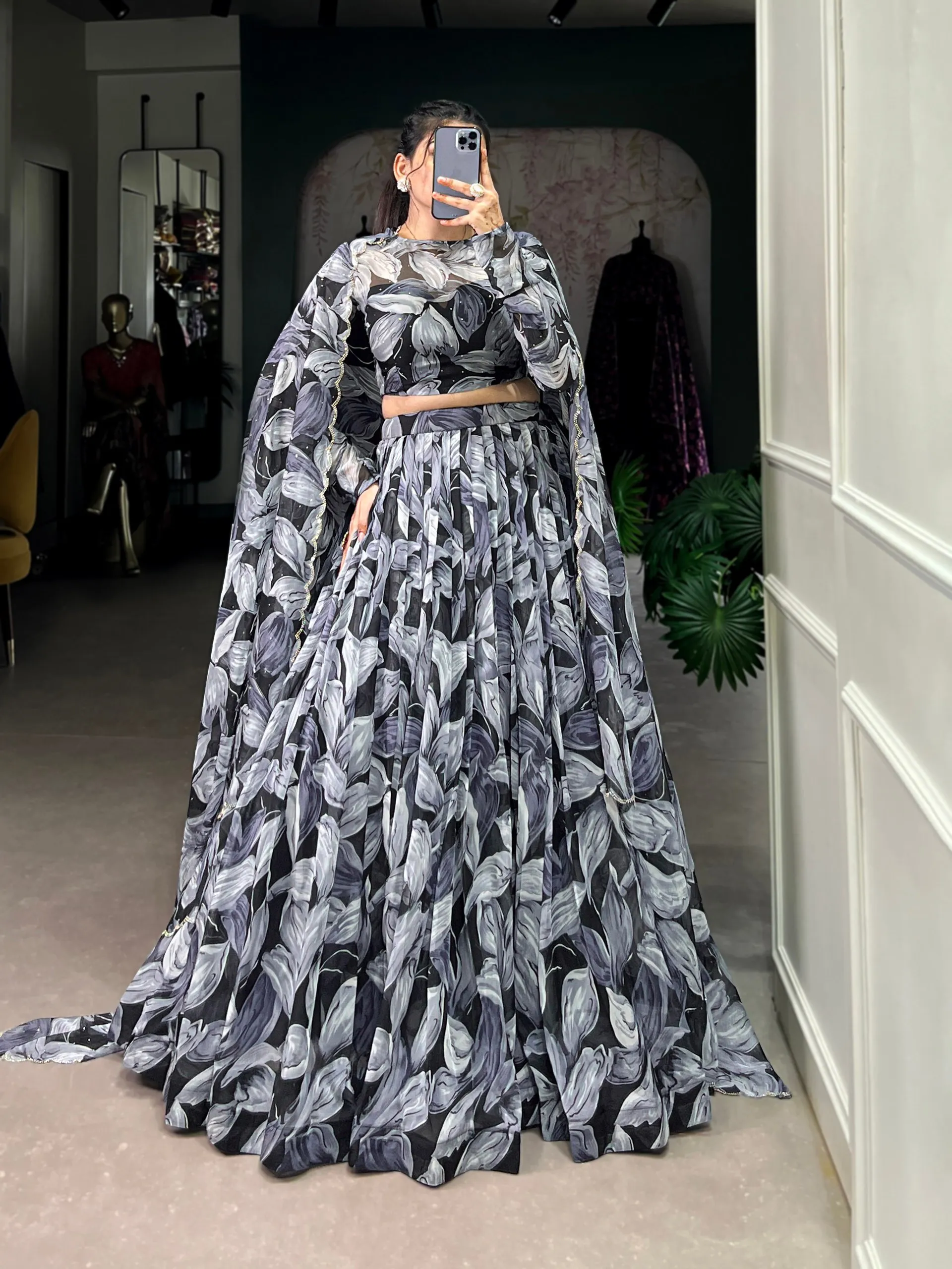 WMN 1027 Tabby Silk Printed Lehenga Coli Wholesale