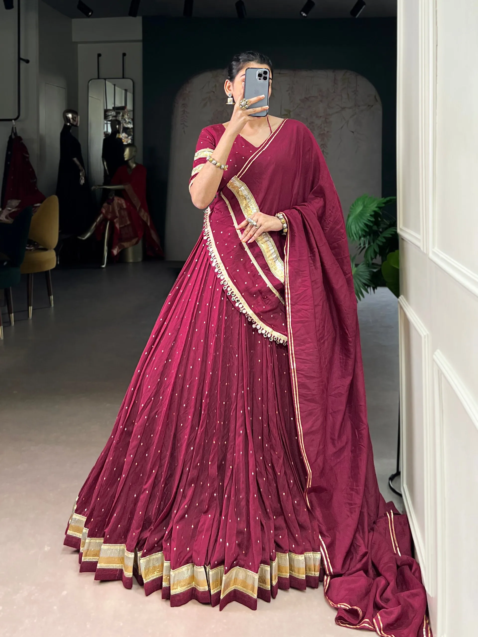 WMN 1664 Chanderi Sakhi Weaving Lehenga Choli Wholesale