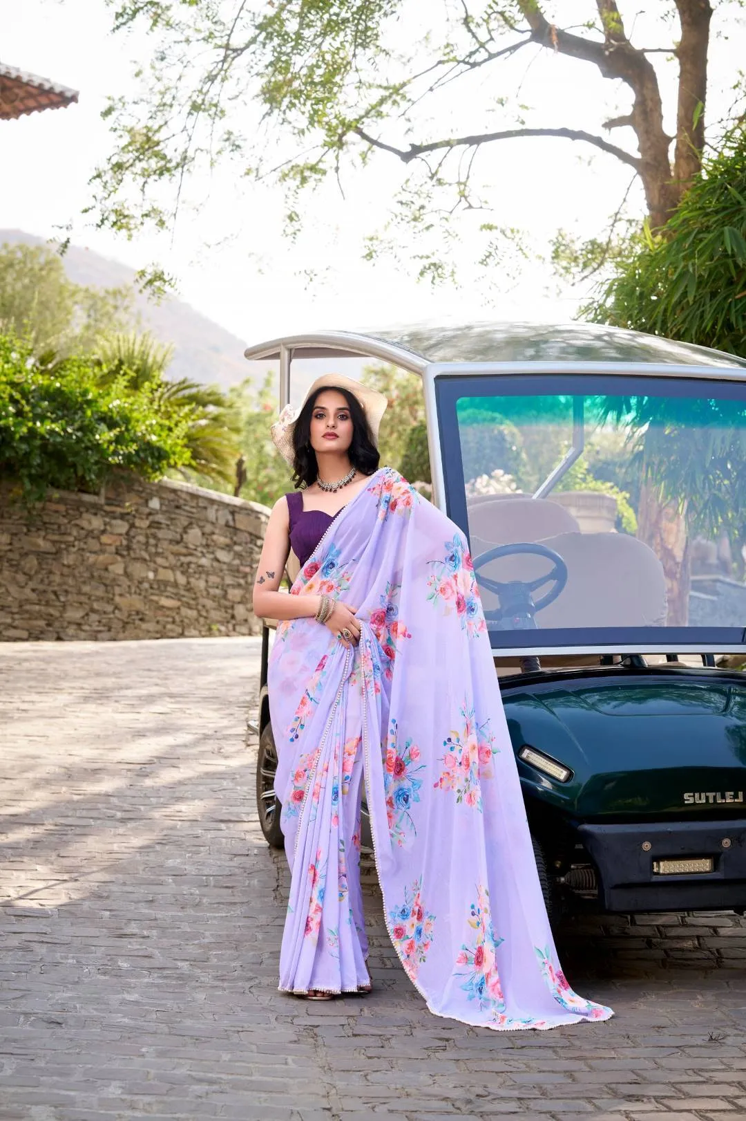 WMN 7141 Weightless Marbal Floral Printed Saree Wholesale