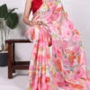 WMN 7017 Dull Satin Floral Printed Saree Wholesale