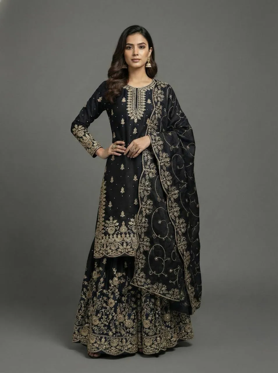 Sabina 5319 Gmy Silk Embroidery Party Wear Sharara Suit Wholesale