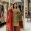 Sabina 539 Roman Glass Silk Embroidery Party Wear Sharara Suit Wholesale