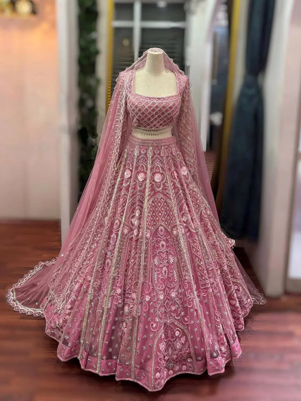 SBD1814 Butterfly Net Embroidery Sequins Party Wear Lehenga Choli Wholesale Surat