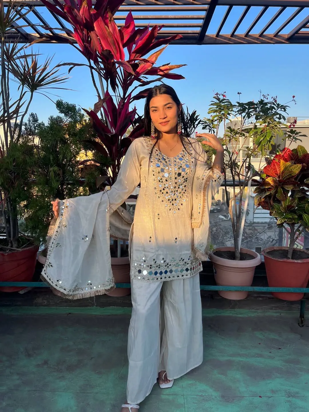 BV 452 Georgette Mirror Embroidery Work Readymade Dress Wholesale Surat