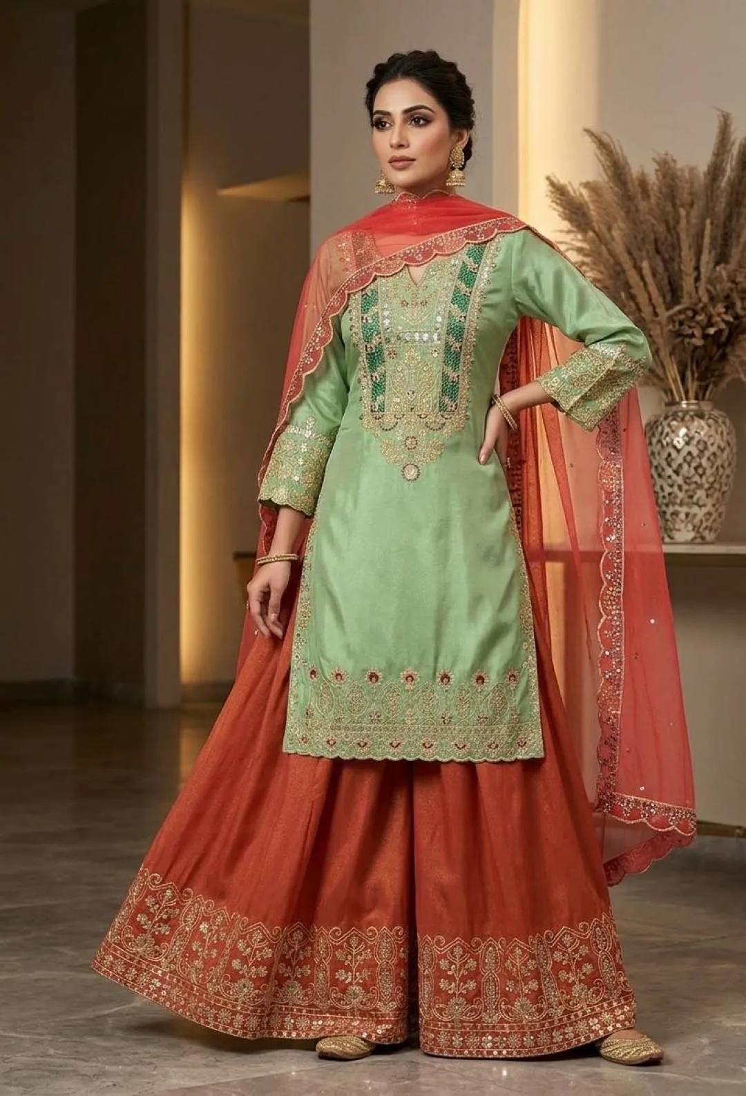BV 457 Cos-Moss Cording Sequence Sharara Suit Wholesale Surat