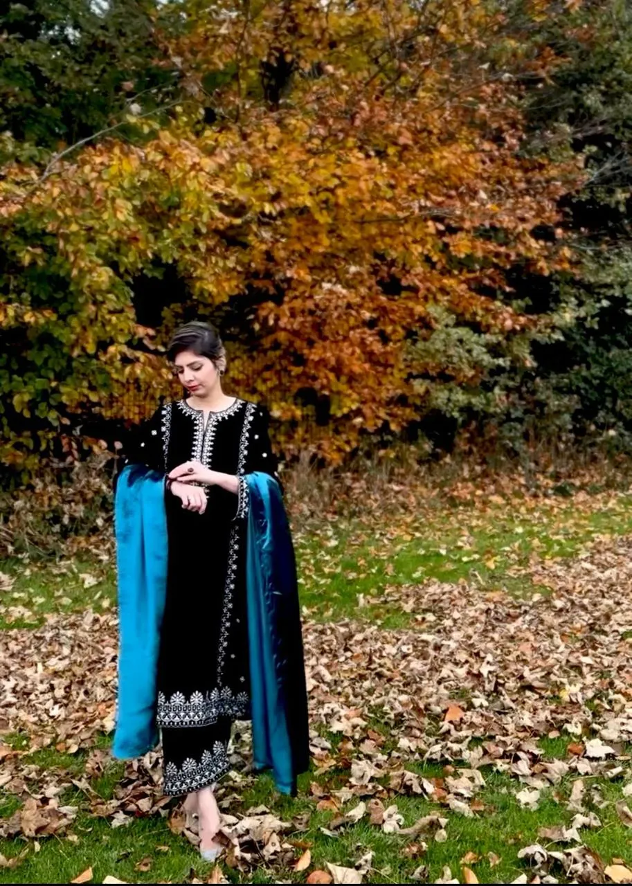 C585 1335 Velvet Embroidery Work Readymade Dress Wholesale Surat