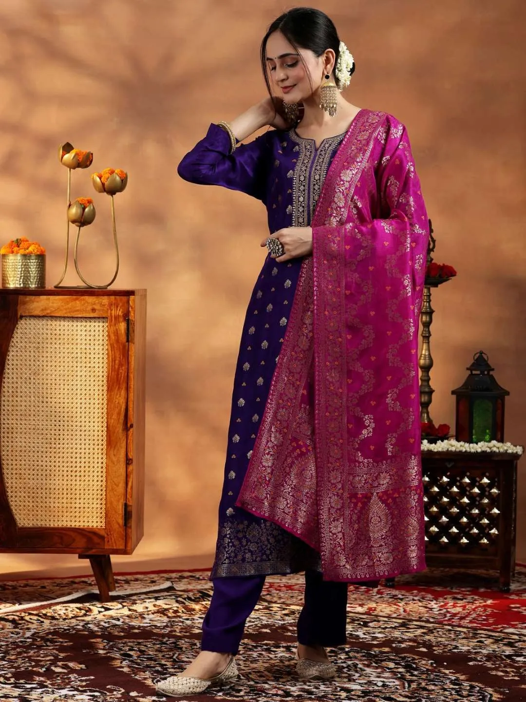 FFD Violet Wooglee Silk Suit Dress Wholesale Online Surat
