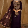 C585 1431 Velvet Zari Embroidery Long Kurti Set Wholesale Surat