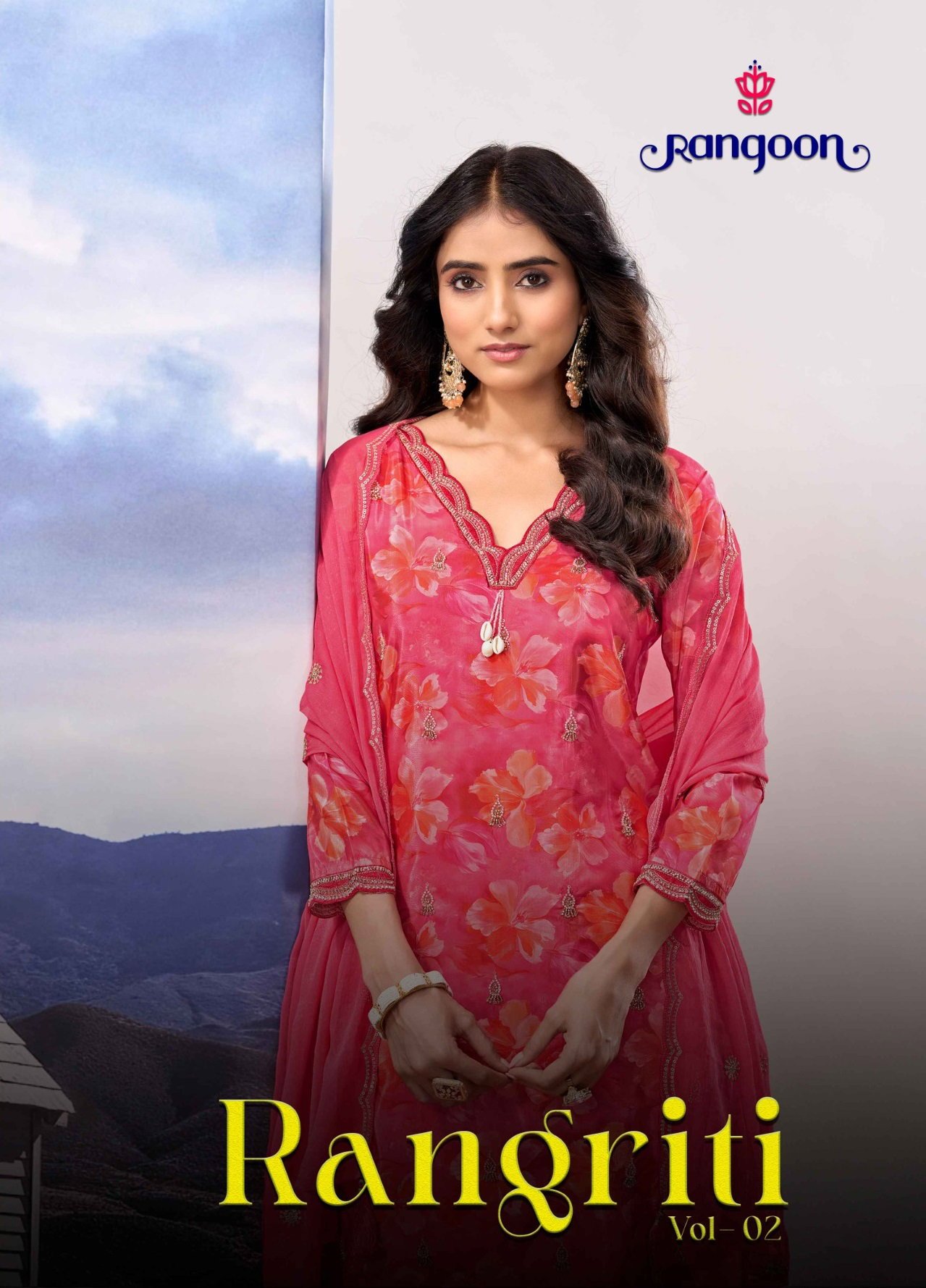 Rangoon Rangriti Pure HO Digital Printed Beads Work Kurti Bottom With Dupatta Wholesale