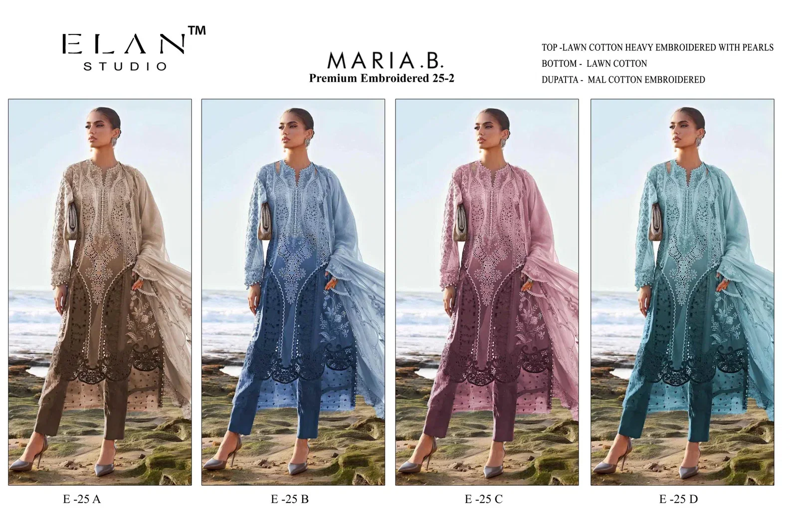 Launching Elan E 25 A To D Lawn Cotton Embroidered Salwar Kameez Wholesale 2026