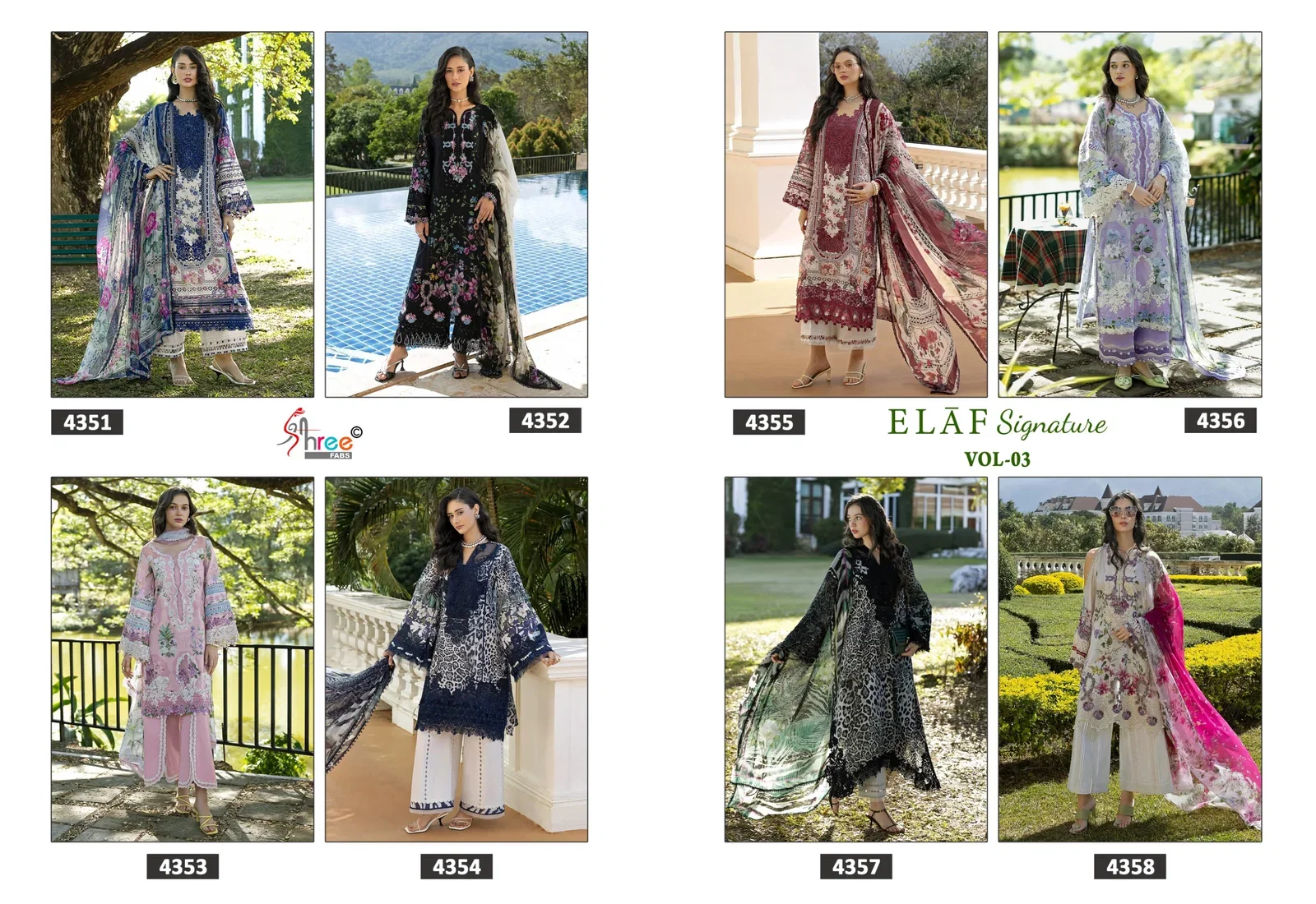 Stylish Shree Elaf Signature Vol 3 Chiffon Dupatta Pakistani Salwar Kameez Wholesale 2026