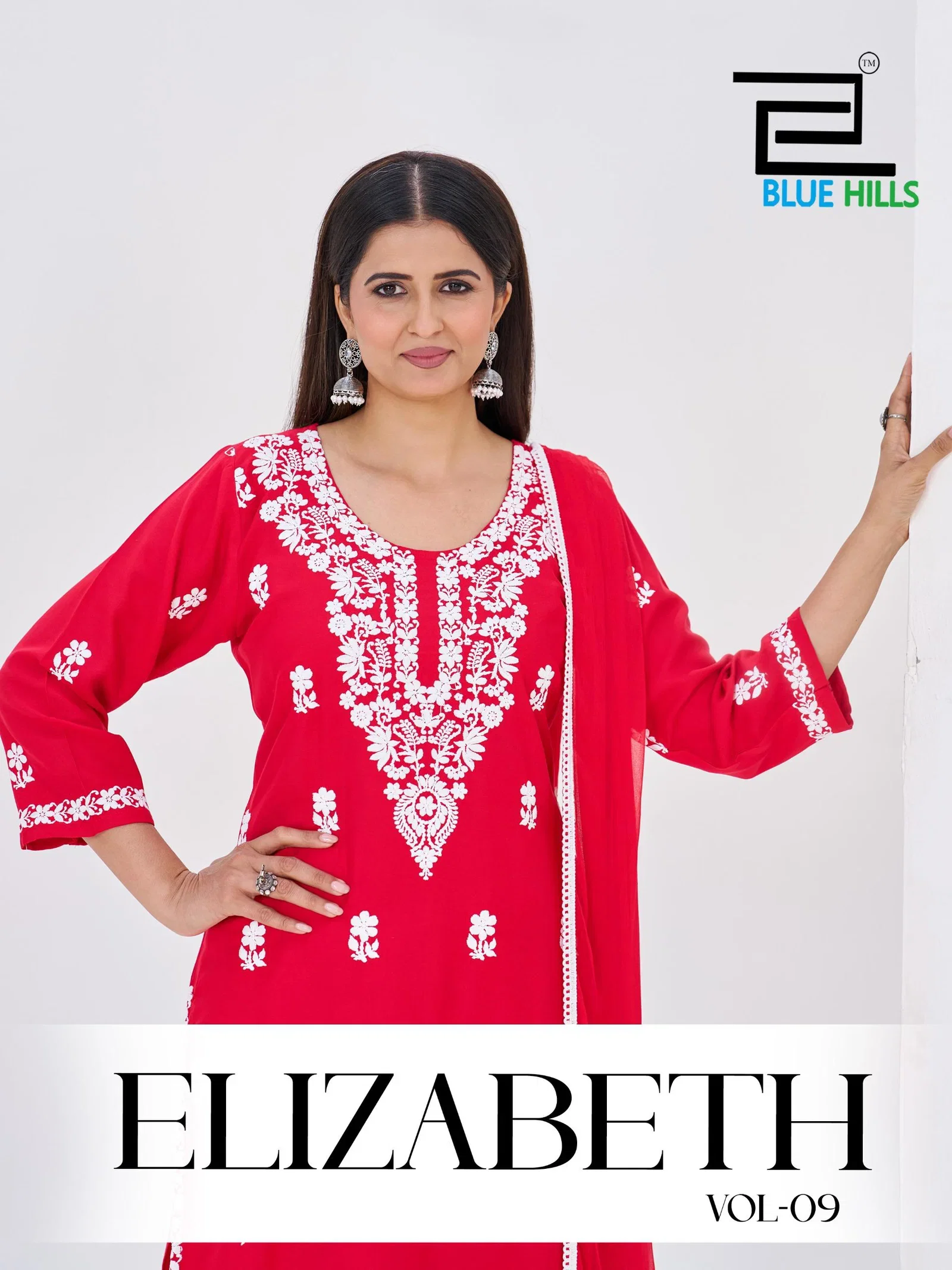 Blue Hills Elizabeth Vol 9 Rayon With Thread Worked Kurti With Bottom Dupatta Set Wholesale