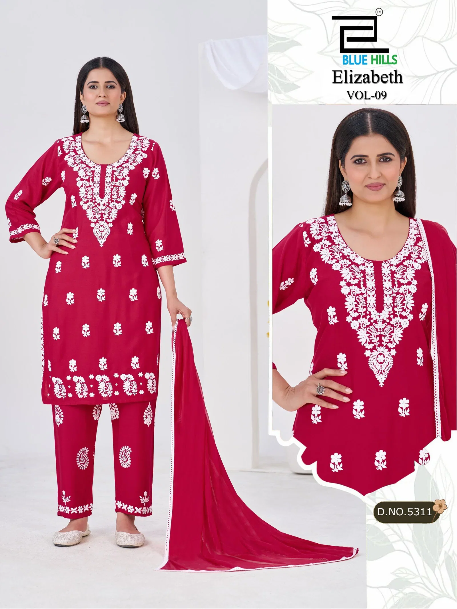 Latest Blue Hills Elizabeth Vol 9 Rayon With Thread Worked Kurti With Bottom Dupatta Set Wholesale 2026