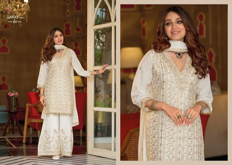Stylish Eba Nayaab Black And White Chinon Embroidered Salwar Suits Wholesale 2026