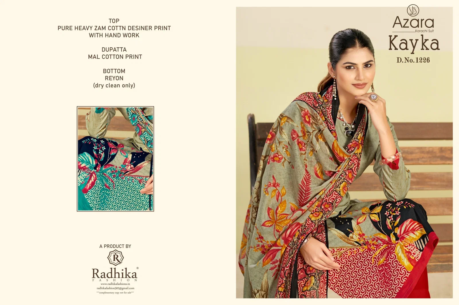 Latest Radhika Azara Kayka 1226 A To D Zam Cottom Designer Printed Dress Materials Wholesale 2026