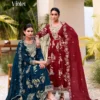 Rangoon Violet Cambric Cotton Thread Worked Kurti With Bottom Dupatta Wholesale