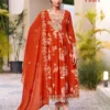 Latest Rangoon Violet Cambric Cotton Thread Worked Kurti With Bottom Dupatta Wholesale 2026