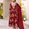 Latest Rangoon Violet Cambric Cotton Thread Worked Kurti With Bottom Dupatta Wholesale 2026
