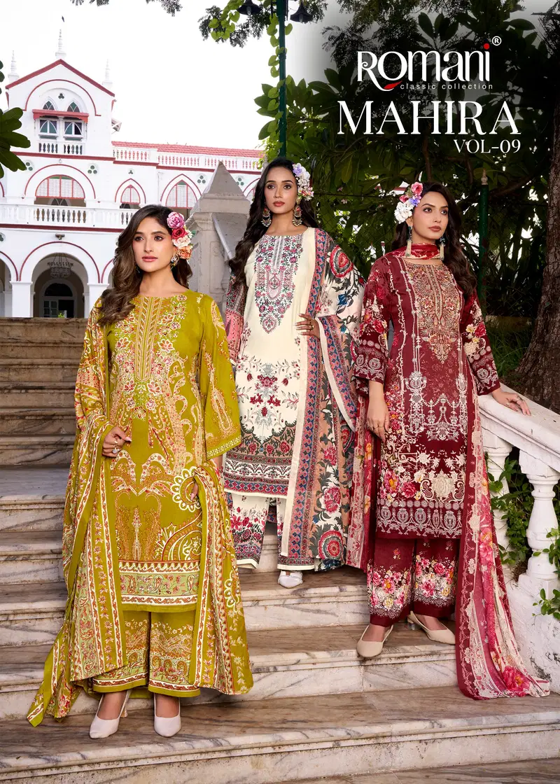 Romani Mahira Vol 9 Cotton Self Embroidered Dress Material Wholesale