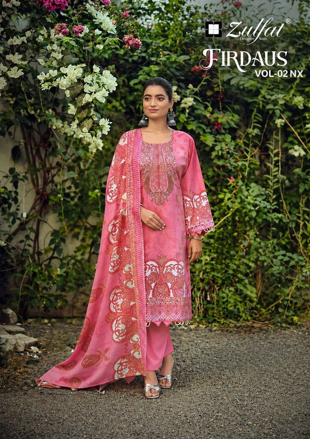 Zulfat Firdaus Vol 2 Nx Series Cotton Embroidery Worked Dress Material Collection Wholesale