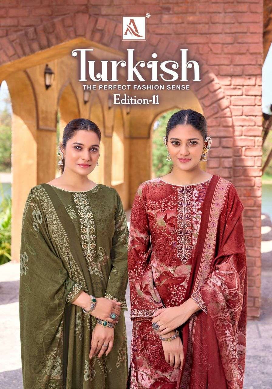 Alok Turkish Edition 11 Viscose Rayon Printed With Work Dress Material Wholesale