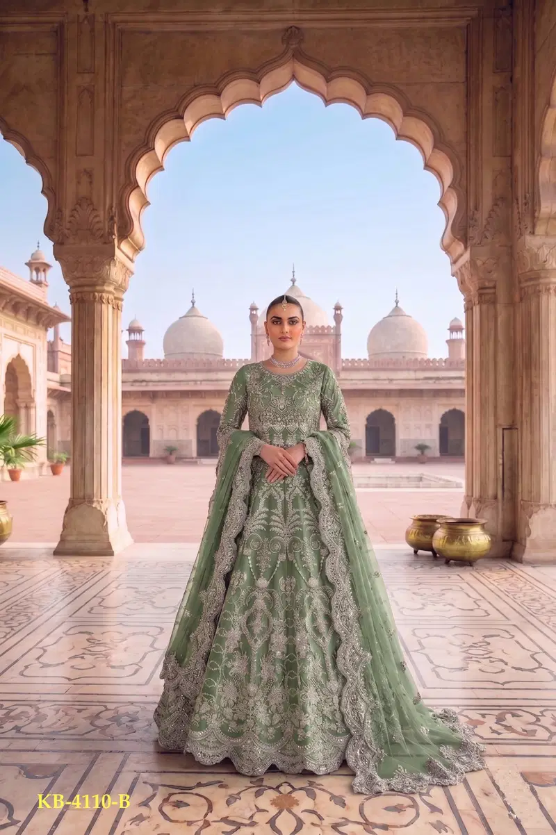 Launching Kb Super Hit 4110 Butterfly Twill Net Embroidered Anarkali Suit Collection Wholesale 2026
