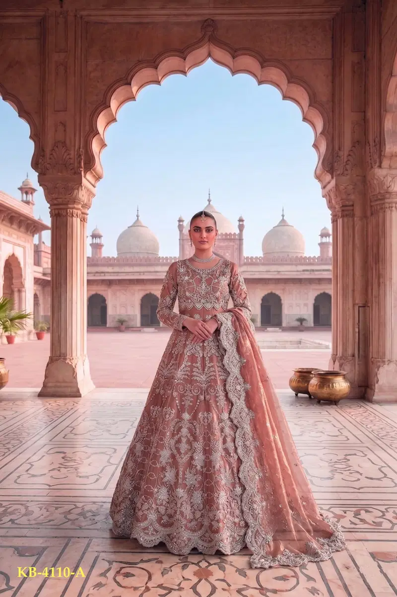 Launching Kb Super Hit 4110 Butterfly Twill Net Embroidered Anarkali Suit Collection Wholesale 2026