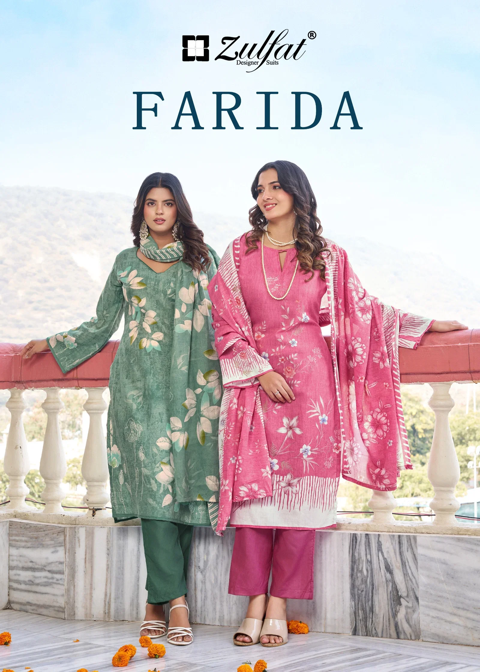 Zulfat Farida Cotton Printed Fancy Dress Material Wholesale