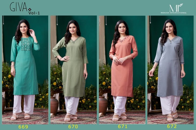 Buy Moksh Giva Vol 1 Fancy Kurti With Pant Collection Wholesale 2026