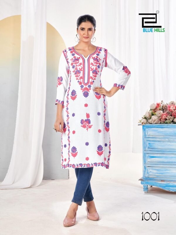 Beautiful Blue Hills Yamini Rayon Fancy Kurti Collection Wholesale 2026