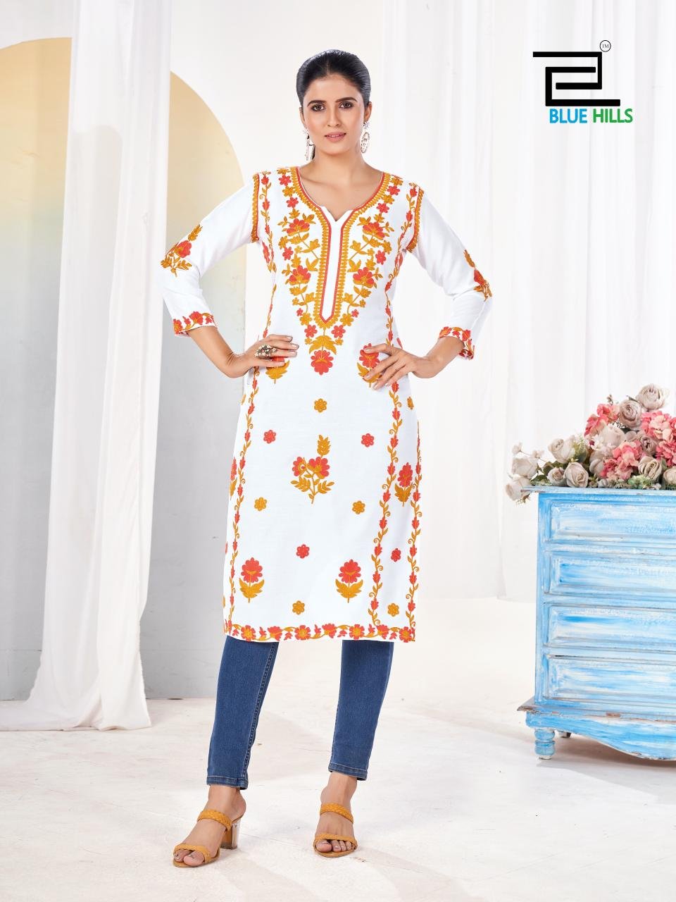 Beautiful Blue Hills Yamini Rayon Fancy Kurti Collection Wholesale 2026